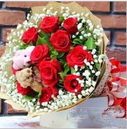 7 adet kırmızı gül 2 adet 10 cm ayı buketi  Balgat Ankara online çiçek gönderme sipariş 