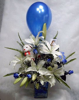  Ankara Balgat online internetten çiçek siparişi  Mavi güller cam vazo oyuncak