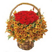 yurtiçi ve yurtdışı çiçek siparişi  Sepet içerisinde 9 adet kirmizi gül ve kir çiçegi