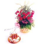  Balgat Ankara çiçek online çiçek siparişi  Yaspasta ve 12 adet kirmizi gül kir çiçekleri