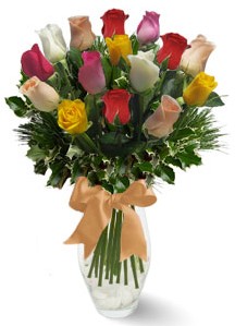 15 adet vazoda renkli gül  Balgat Ankara çiçek siparişi sitesi 