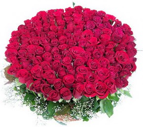  Ankara 14 şubat sevgililer günü çiçek  100 adet kırmızı gülden görsel buket