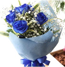 5 adet mavi gülden buket çiçeği  çiçek satışı ankara balgat çiçekçi 