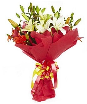 5 dal kazanlanka lilyum buketi  Ankara İnternetten çiçek siparişi 