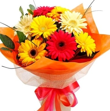 9 adet karışık gerbera buketi  Ankara çiçekçiler hediye çiçek yolla 