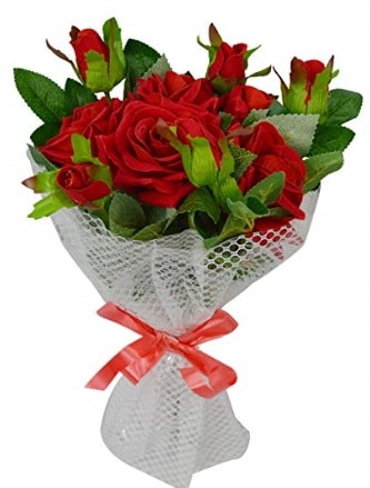 9 adet kırmızı gülden sade şık buket  Balgat Ankara çiçek gönderme 