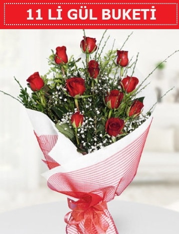 11 adet kırmızı gül buketi Aşk budur  Ankara İnternetten çiçek siparişi 