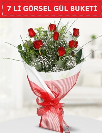 7 adet kırmızı gül buketi Aşk budur  çiçek satışı ankara balgat çiçekçi 